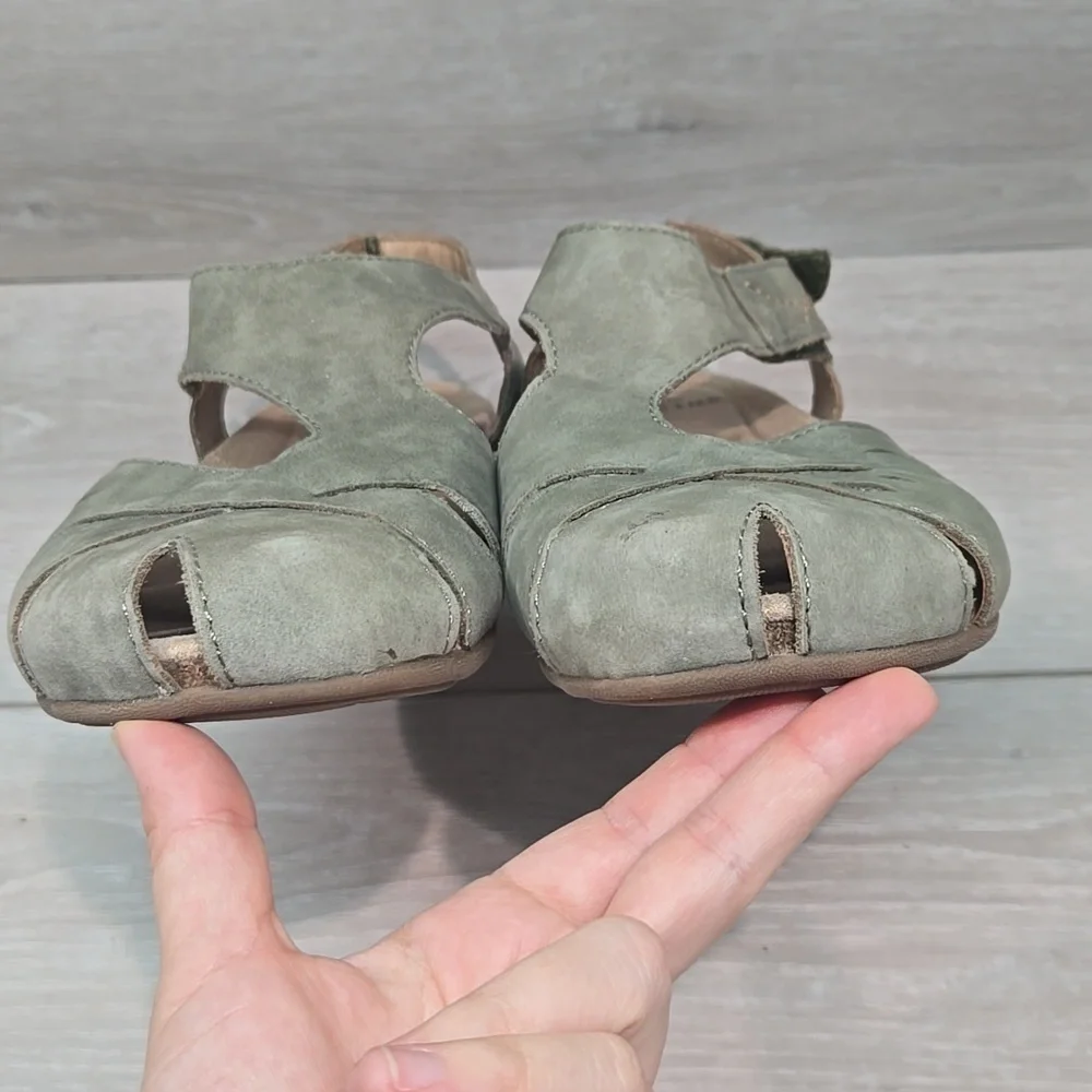 Earth Origins Women's Birdine Green Leather Sandals Shoes Sz 8M